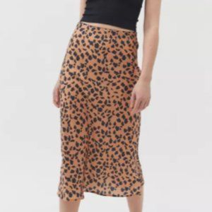 Urban Outfitters Leopard Print Midi Slip Skirt